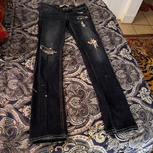 Hollister Vintage Y2K Low Rise Skinny Jeans Distressed Dark Wash 3L 26 Tall Rips - Bild 1 von 16