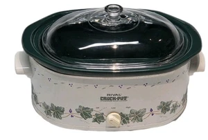 Rival Crock Pot Stonewear Floral Slow Cooker Oval Electric 4.5qt Removable USA - Picture 1 of 14