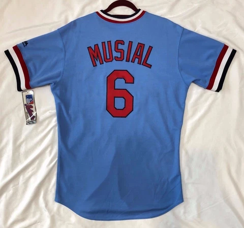 Authentic MAJESTIC 44 LARGE, ST LOUIS CARDINALS STAN MUSIAL TBTC ON FIELD Jersey Cover