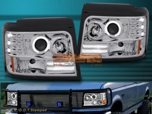1992-1996 Ford Bronco F150 Halo LED Proyector Cromado Nuevo Par - Imagen 1 de 4
