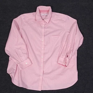 Foxcroft Button Up Shirt Womens 22W Pink Striped Long Sleeve Non Iron Stretch - Picture 1 of 12