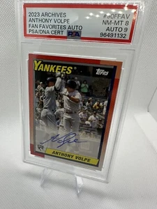 2023 Topps Archives Anthony Volpe RC 1990 Fan Favorites Auto Yankees RC PSA 8 - Picture 1 of 2