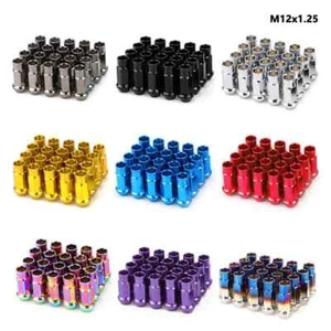 20pcs M12x1.25 Car Open End Lug Nut Set 48mm Steel Wheel Nuts Bolts with Socket - Picture 1 of 19