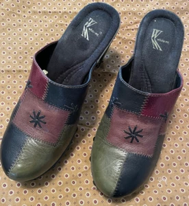 PATCHWORK LEATHER CLOGS/Mule w/ Studs, Block Heel by White Mt. - Women's Sz 8 - Picture 1 of 7