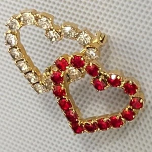 Brosche Strass Doppel Herz Glitzer - Bild 1 von 1