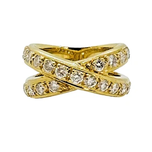 Anello A & G Oro Giallo 18k 1,40 carati Diamante Croce su Doppia Fascia Taglia 6,25 - Foto 1 di 17