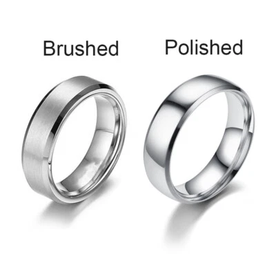 Titanium Stainless Steel 6mm Brushed Finish Men Women Wedding Band Comfort Ring - Image 1 of 4