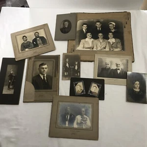 Lot of 10 Antique Sepia Photos Children Older People 1864 to 1944 See Pictures - Picture 1 of 15