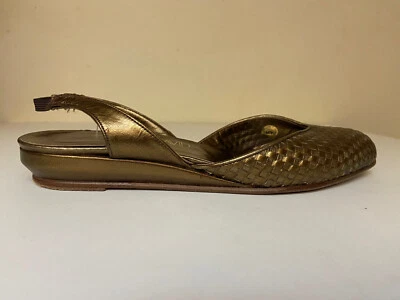 Zapatos planos Joan & David, bronce, cuero, talla 5 1/2, hechos en Italia Foto 1 de 4