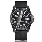 Neu Armbanduhr Militär Herren Armee Stoff-Uhrenband Schwarz Quarz Watch Sport
