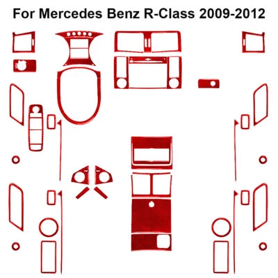 45Pcs Red Carbon Fiber Full Interior Kit Cover Trim For Mercedes-Benz R320/350 - Image 1 of 4