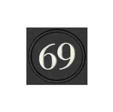 Customizable Embroidred Patch for Biker number 69 Circle Badge, Tag,