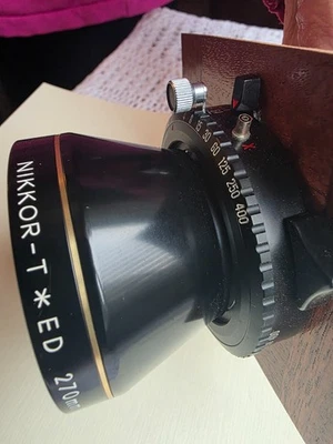 (MINT) Nikon T*ED 270mm f/6.3 4x5 Telephoto Lens Copal 1 Shutter w 4" lens board - Image 1 of 4