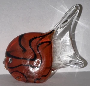 Vintage Art Glass Fish Figurine Paperweight Orange & Black 4 Inch Sea Life Ocean - Picture 1 of 9