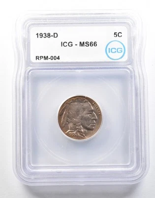 1938-D Indian Head Buffalo Nickel RPM-004 MS66 ICG *0117 - Image 1 of 3