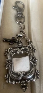 Gancio chiave stile Art Nouveau vintage valutazione foto/crossfob tono argento - Foto 1 di 11