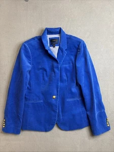 J. Crew Campbell Women's Size 14 Royal Blue Corduroy Blazer Lined Gold Button - Picture 1 of 15