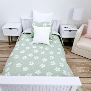 ¡¡OFERTA!! Casa de muñecas margarita verde juego de cama individual escala 12, casa de muñecas niñas - Imagen 1 de 6
