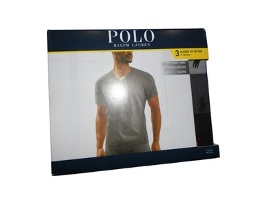 Camisetas Polo Ralph Lauren Masculinas Pacote com 3 Decote V Ajuste Clássico Pequenas - Imagem 1 de 3