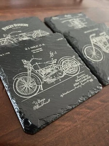 Harley-Davidson ,Indian Old “Blueprints ” Slate Coasters Great Gift, Man Cave - Picture 1 of 10