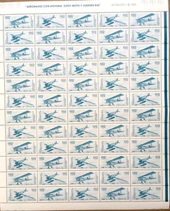 Chile 2013 Hoja Completa 60 Sellos Michel # 2466 -2467 Pares Aviones con Historia - Imagen 1 de 1