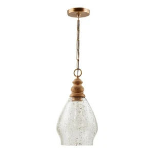 Capital Lighting 1 Light Pendant, Light Wood and Patinaed Brass - 330413LW - Picture 1 of 1