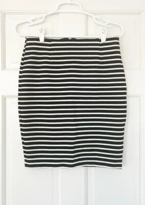 JOIE skirt size S black white striped mini stretch elastic waist - Picture 1 of 5