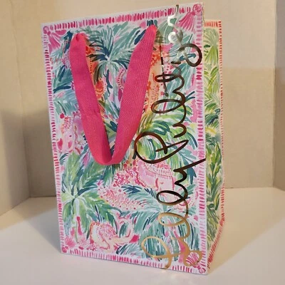 Розовая многоразовая подарочная сумка Lilly Pulitzer сумка для покупок размер 12x8x6 цветы  - Изображение 1 из 4