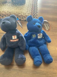 Denver Broncos Beanie Babies NFL John Elway + Terrell Davis football bears  - Picture 1 of 4