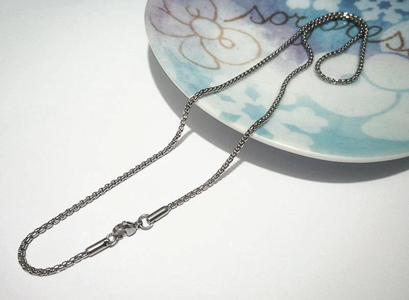 1pz collana girocollo box chain  50cmx2mm in acciaio inox  bijoux - Immagine 1 di 1