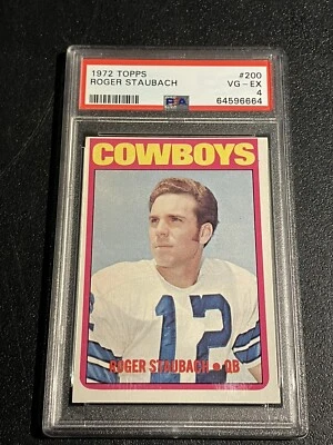 1972 Topps Roger Staubach Cowboys RC #200 PSA 4 - Image 1 of 4