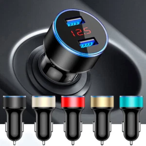 3.1A Plug LED Digital Voltmeter 2 USB Car Phone Charger Lighter Socket Adapter - Picture 1 of 17
