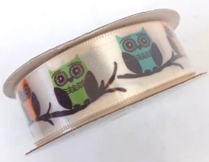 Offray Decorative Ribbon Spool 7/8 in x 3 yards Colorful Owls USA - Picture 1 of 5