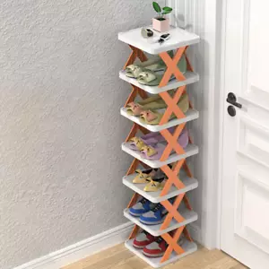 Shoe Rack 9 Tiers DIY Narrow Stckable Free Standing Shoes Storage Tall Organizer - Picture 1 of 12