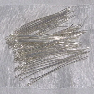 LOT DE 60 TIGES CLOUS À BOUCLE OEIL 60MM x 0,7MM ARGENTE 6CM SANS NICKEL *A204 - Picture 1 of 3
