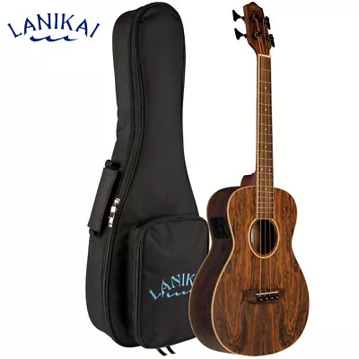 Lanikai FB-EBU Figured Bocote Acoustic Electric Bass Ukulele with Padded Bag - Image 1 of 4