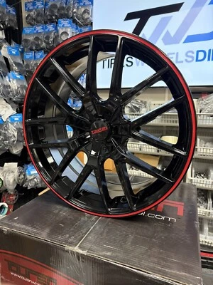 (Juego de 4) Llantas Touren TR60 20x8,5 5x108/5x4,5" +40 mm negras/rojas 20" pulgadas Foto 1 de 4