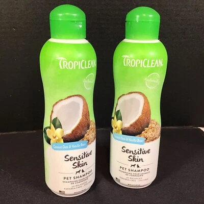 Pet Shampoo Tropiclean Sensitive Skin Coconut Oats Vanilla Bean  20oz Lot of 2 - Image 1 of 4