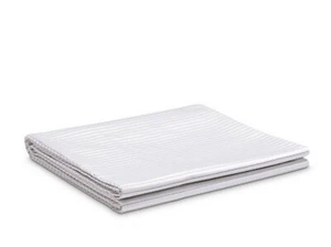 RiLEY Home Striped Pattern Sateen Flat Sheet White Size Twin/Twin Extra Long - Picture 1 of 3