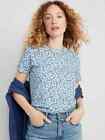 NWT Old Navy Soft EveryWear Crew-Neck Printed Tee T-Shirt Blue Floral Women MLXL