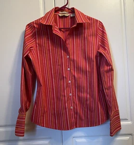 Eddie Bauer Damen Button Down Shirt Gr. Small rot gestreift knitterarm - Bild 1 von 6