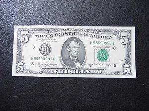 Rare 1988 Series A U.S. Federal Reserve Note 5 Dollar Bill Nice Condition - Picture 1 of 4