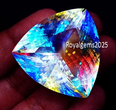 112.90 Ct Certified Mystic Quartz In Rainbow Color Loose Gemstone Trillion Shape - Image 1 of 4