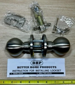 NEW! BHP Satin Nickel Round Ball Privacy Bed/Bath Door Knob Model 10226DC (G) - Picture 1 of 9