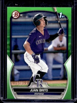 2023 Bowman Juan Brito Neon Green 1st Prospect #5/399 Rockies - Image 1 of 2