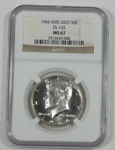 1966 SMS Doubled Die Obverse Kennedy Silver Half Dollar NGC MS 67 FS-102 - Picture 1 of 4