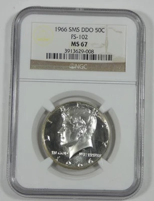 1966 SMS Doubled Die Obverse Kennedy Silver Half Dollar NGC MS 67 FS-102 - Image 1 of 4