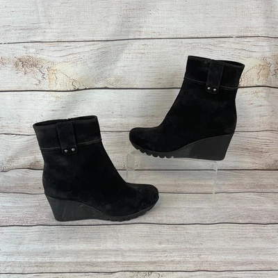 Botines de cuña La Canadienne Evitta para mujer talla 9M gamuza negra cremallera Foto 1 de 4