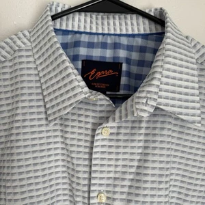 Egara Men's XL Slim Fit Stretch Non Iron Cotton Blend Blue Long Sleeve Shirt - Picture 1 of 9