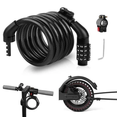 Lucchetto per Bicicletta e Monopattino 120cm/8mm Antifurto Combinazione Catena - Immagine 1 di 4